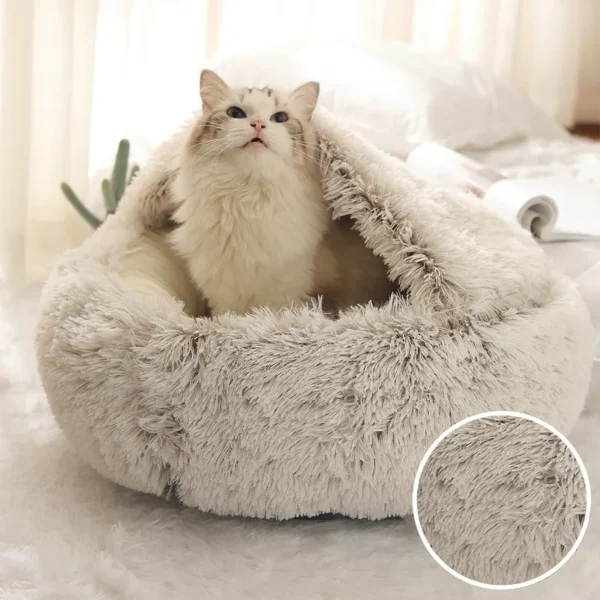 Winter Long Plush Cat Bed