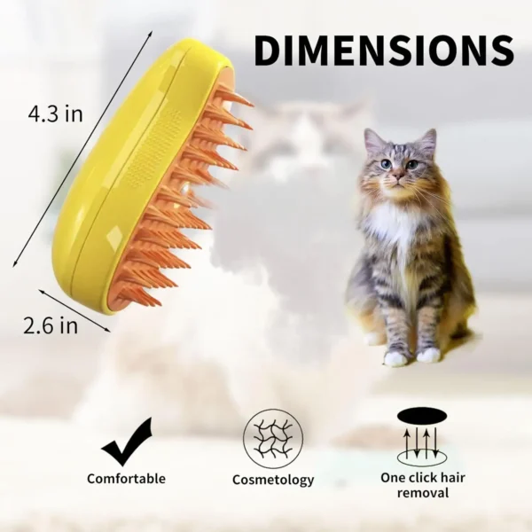 Steam Pet Brush with Release Button 3 In 1