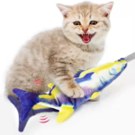 Flopping and moving fish kicker toy with AirBag for Cats