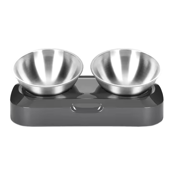 Stainless Steel made Double Bowls With Raised Stand for Pets
