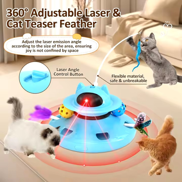 Interactive toy 4 in 1 (Feather, track balls, plush toy and laser)