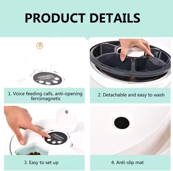 Automatic Feeder with Programmable Timer for 6 Meals