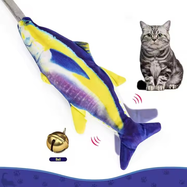 Flopping and moving fish kicker toy with AirBag for Cats