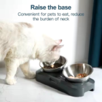 Stainless Steel made Double Bowls With Raised Stand for Pets