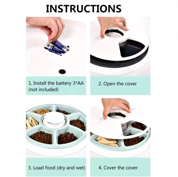 Automatic Feeder with Programmable Timer for 6 Meals