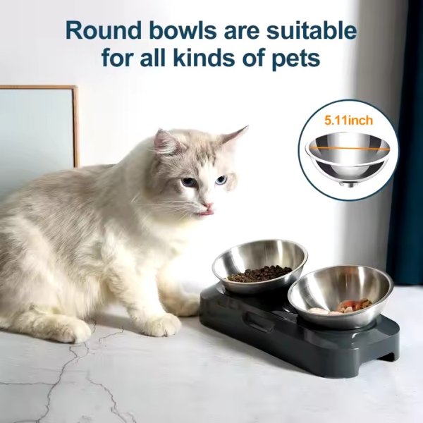 Stainless Steel made Double Bowls With Raised Stand for Pets
