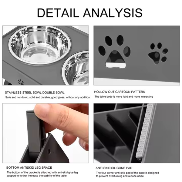 Raised Stainless Steel DoubleBowl for Pets