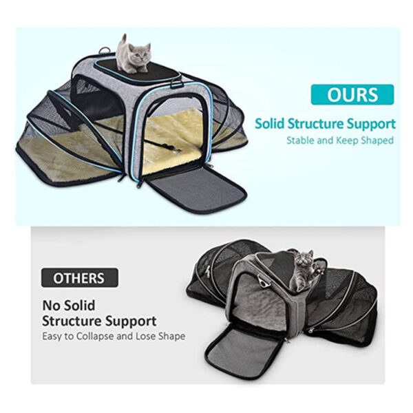 Airline Approved Pet Carrier Soft Sided Pet Travel Carrier Expandable Puppy Cat Handbag with Fleece Pad Pet Manufacture