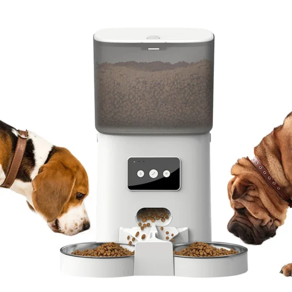 6L Automatic Dog Feeders Smart Pet Feeder with APP Control for Cat and Dogs Food Dispenser 2 Stainless Steel Bowl Voice Recorder
