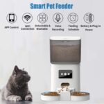 6L Automatic Dog Feeders Smart Pet Feeder with APP Control for Cat and Dogs Food Dispenser 2 Stainless Steel Bowl Voice Recorder