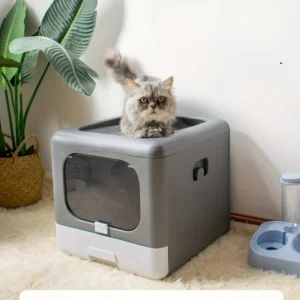 Foldable Cat Litter Box Cat Toilet Box with Cat Litter Scoop Drawer Toilet Anti-Splash Potty Clean House Bedpan Pet Supplies 2