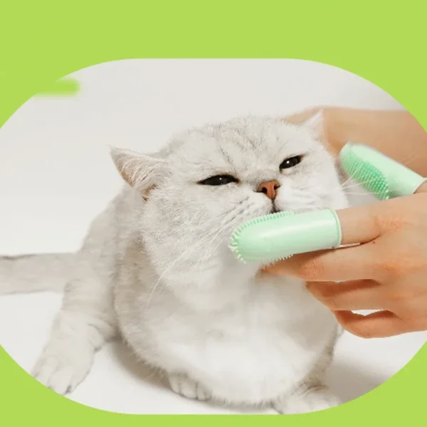 Soft Dog Finger Brush Toothbrush Double Headed Pet Toothbrush Dog Cleaning Breath Care TPR Designer Dog Brush Pet Supplies