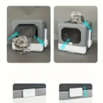Foldable Cat Litter Box Cat Toilet Box with Cat Litter Scoop Drawer Toilet Anti-Splash Potty Clean House Bedpan Pet Supplies