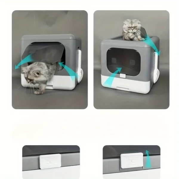 Foldable Cat Litter Box Cat Toilet Box with Cat Litter Scoop Drawer Toilet Anti-Splash Potty Clean House Bedpan Pet Supplies
