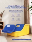Semi-Closed Cat Litter Box Extra Plastic Large Cat Litter Box Anti-Splash Detachable Cat Toilet Pet Poop Pan Kitten
