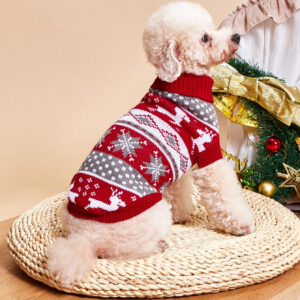 Christmas Dog Sweater Elk Print Pet Sweater for Small Medium Dogs Cat Clothes Designer Dog Products
