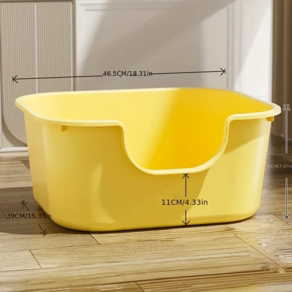 Large Cat Litter Box with High Sides Cat Basin Litter Pan Kitten Potty Semi-closed Toilet Open Top Pet Litter Box
