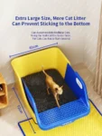Semi-Closed Cat Litter Box Extra Plastic Large Cat Litter Box Anti-Splash Detachable Cat Toilet Pet Poop Pan Kitten