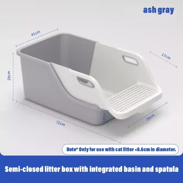 Semi-Closed Cat Litter Box Extra Plastic Large Cat Litter Box Anti-Splash Detachable Cat Toilet Pet Poop Pan Kitten