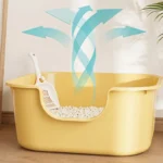 Large Cat Litter Box with High Sides Cat Basin Litter Pan Kitten Potty Semi-closed Toilet Open Top Pet Litter Box