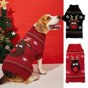 Pet Manufacturer Christmas Dog Clothes Red Nosed Deer Pet Sweaters Teddy Bears for Small Medium and Large Dog Sweaters