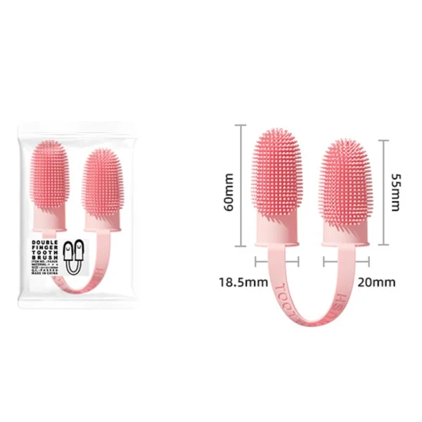 Soft Dog Finger Brush Toothbrush Double Headed Pet Toothbrush Dog Cleaning Breath Care TPR Designer Dog Brush Pet Supplies