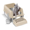 Large Detachable Stainless Steel Cat Litter Box with Lid Easy to Clean Widened Slip Resistant for Large Medium Small Cats
