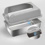 Semi-Enclosed Stainless Steel Cat Litter Box with Lid Extra Large Litter Box for Big Cats Metal Litter Pan Tray Toilet Cat Box