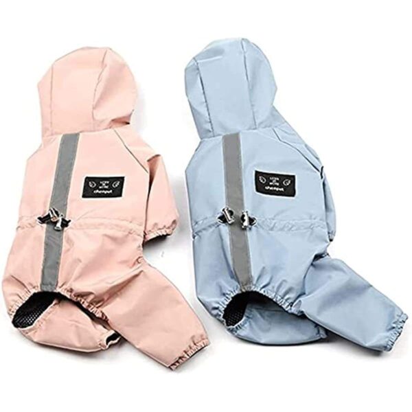 Dog Raincoat Waterproof Coats Lightweight Rain Jacket Rain Hooded Rainwear Safety Reflective Stripes Dog Coat for Small Dogs