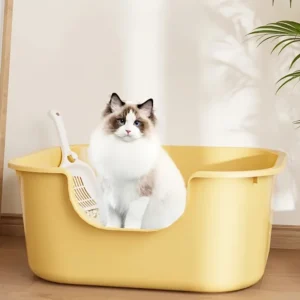 Large Cat Litter Box with High Sides Cat Basin Litter Pan Kitten Potty Semi-closed Toilet Open Top Pet Litter Box 2