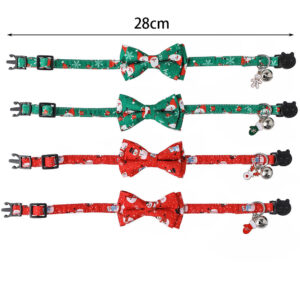 Cat Collar Christmas New Year Buckle Breakaway with Cute Bow Tie Bell Cat Accessories Adjustable Kitten Collar Pets Manufacturer 2