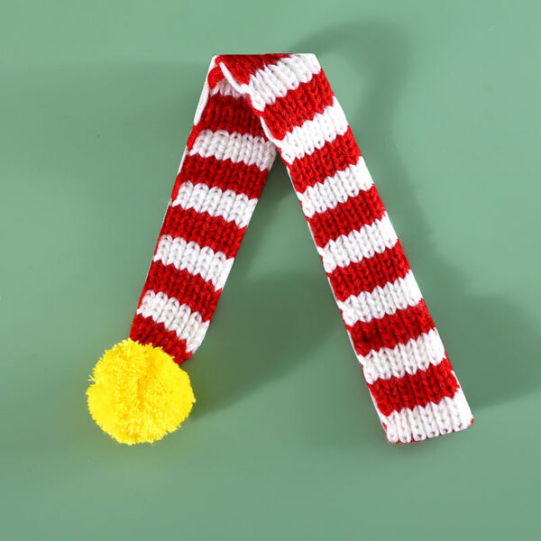 New Knitted Striped Pet Christmas Scarf for Cats Dogs Rabbits Wool Balls Thickened Warm Neck Bibs Dog Scarf