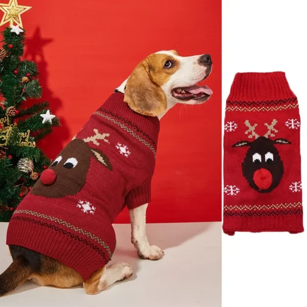 Pet Manufacturer Christmas Dog Clothes Red Nosed Deer Pet Sweaters Teddy Bears for Small Medium and Large Dog Sweaters