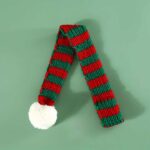 New Knitted Striped Pet Christmas Scarf for Cats Dogs Rabbits Wool Balls Thickened Warm Neck Bibs Dog Scarf