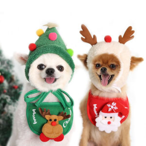 Dog Christmas Bandana Santa Hat Designer Dog Scarf Triangle Pet Bandana Clothes for Pet Costume for Small Medium Large Dog Pet