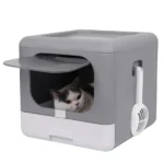 Foldable Cat Litter Box Cat Toilet Box with Cat Litter Scoop Drawer Toilet Anti-Splash Potty Clean House Bedpan Pet Supplies