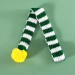 New Knitted Striped Pet Christmas Scarf for Cats Dogs Rabbits Wool Balls Thickened Warm Neck Bibs Dog Scarf
