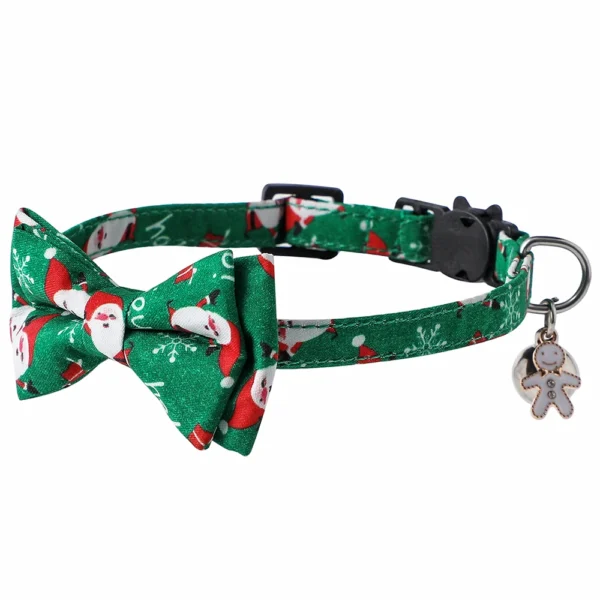 Cat Collar Christmas New Year Buckle Breakaway with Cute Bow Tie Bell Cat Accessories Adjustable Kitten Collar Pets Manufacturer