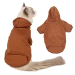 Autumn Winter Dog Clothing Solid Color Clothes for Pet Dog Hoodie Sweater Pet Sweater Teddy Clothes Velvet Dog Coat Cat Hoodies
