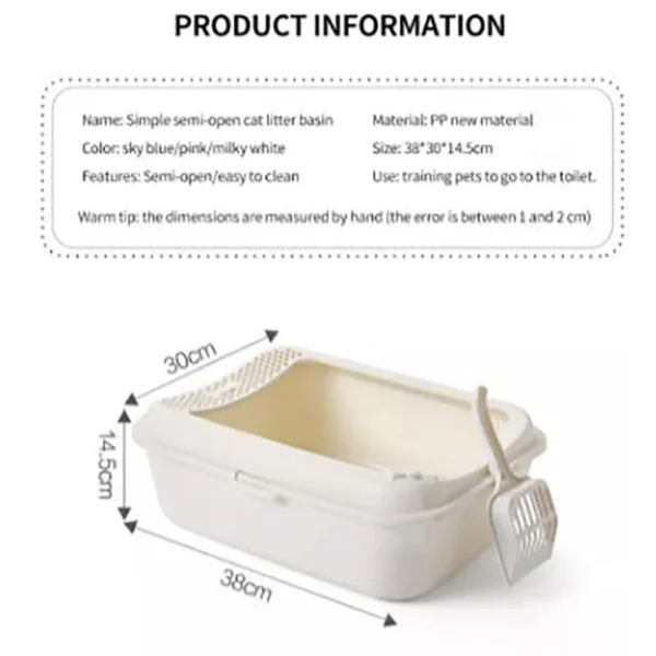 Cats Litter Box Pet Toilet Basin Semi-Closed Dog Clean Toilet Sandbox Cat Dog Tray Kitten Litter Scooper Anti Splash Litter Box