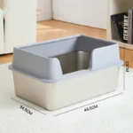 Semi-Enclosed Stainless Steel Cat Litter Box with Handle Large Litter Box for Cats Metal Litter Pan Tray Toilet Cat Box