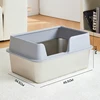 Semi-Enclosed Stainless Steel Cat Litter Box with Handle Large Litter Box for Cats Metal Litter Pan Tray Toilet Cat Box