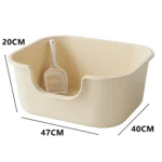 Large Cat Litter Box with High Sides Cat Basin Litter Pan Kitten Potty Semi-closed Toilet Open Top Pet Litter Box