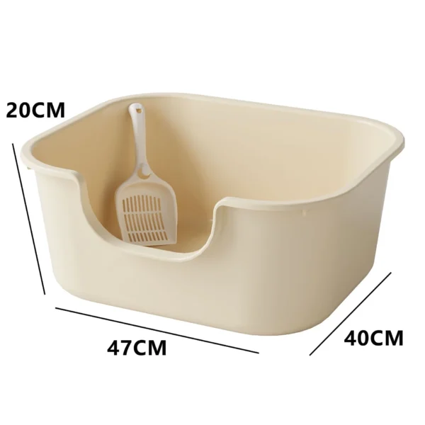 Large Cat Litter Box with High Sides Cat Basin Litter Pan Kitten Potty Semi-closed Toilet Open Top Pet Litter Box