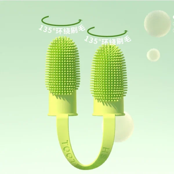 Soft Dog Finger Brush Toothbrush Double Headed Pet Toothbrush Dog Cleaning Breath Care TPR Designer Dog Brush Pet Supplies