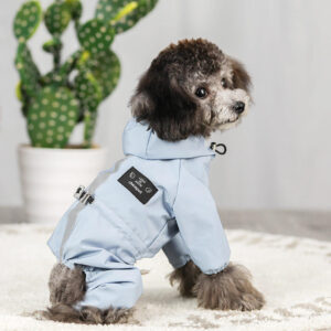 Dog Raincoat Waterproof Coats Lightweight Rain Jacket Rain Hooded Rainwear Safety Reflective Stripes Dog Coat for Small Dogs