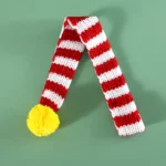 New Knitted Striped Pet Christmas Scarf for Cats Dogs Rabbits Wool Balls Thickened Warm Neck Bibs Dog Scarf