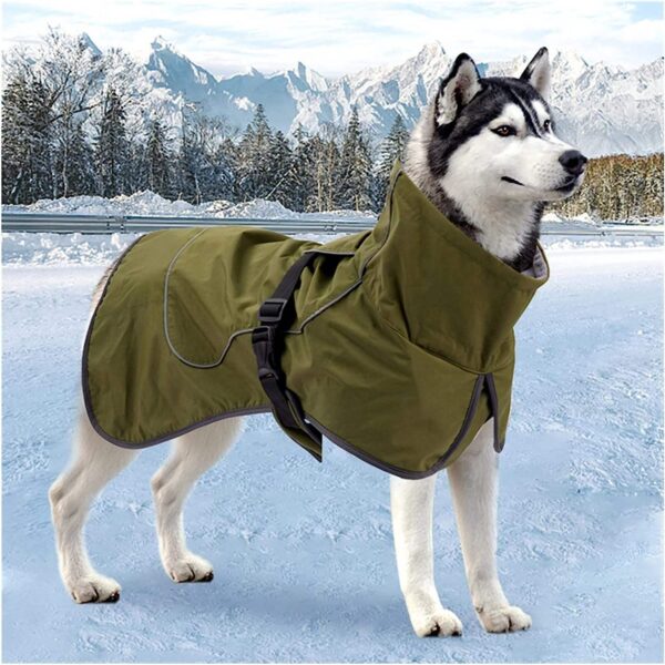 Dog Coat Warm Jacket Waterproof Raincoat Winter Dog Jacket with Pet Harness Reflective Strap Cotton Lining Coat Clothes for Pet