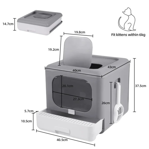Foldable Cat Litter Box Cat Toilet Box with Cat Litter Scoop Drawer Toilet Anti-Splash Potty Clean House Bedpan Pet Supplies