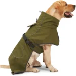 Dog Coat Warm Jacket Waterproof Raincoat Winter Dog Jacket with Pet Harness Reflective Strap Cotton Lining Coat Clothes for Pet